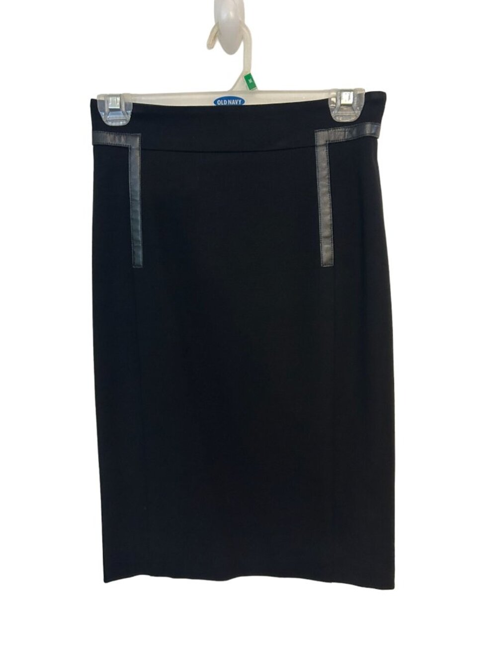 Akris Punto Womens Black Pencil Skirt Faux Leather Trim US size 2 4